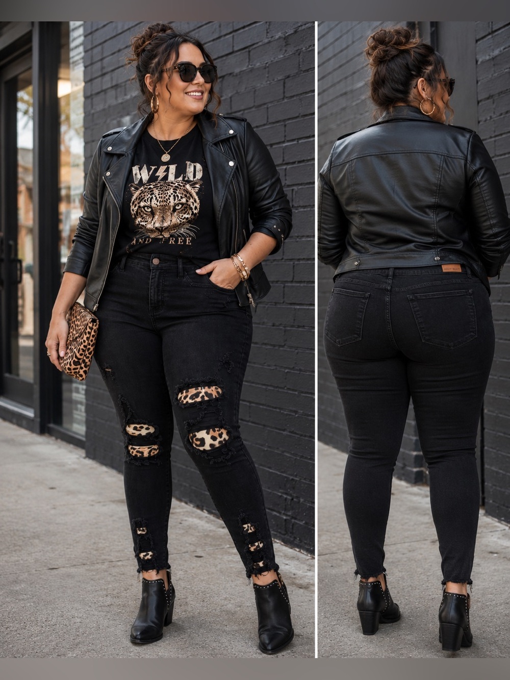 JUDY BLUE Destroyed Leopard Patch Skinny EUC
